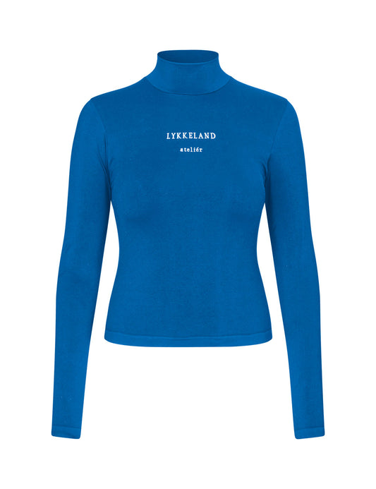 Faye High Neck w/Logo - Strong Blue