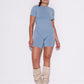 Honest Midwaist Shorts w/Logo - Frost Blue