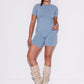 Honest Midwaist Shorts w/Logo - Frost Blue