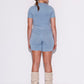Honest Midwaist Shorts w/Logo - Frost Blue