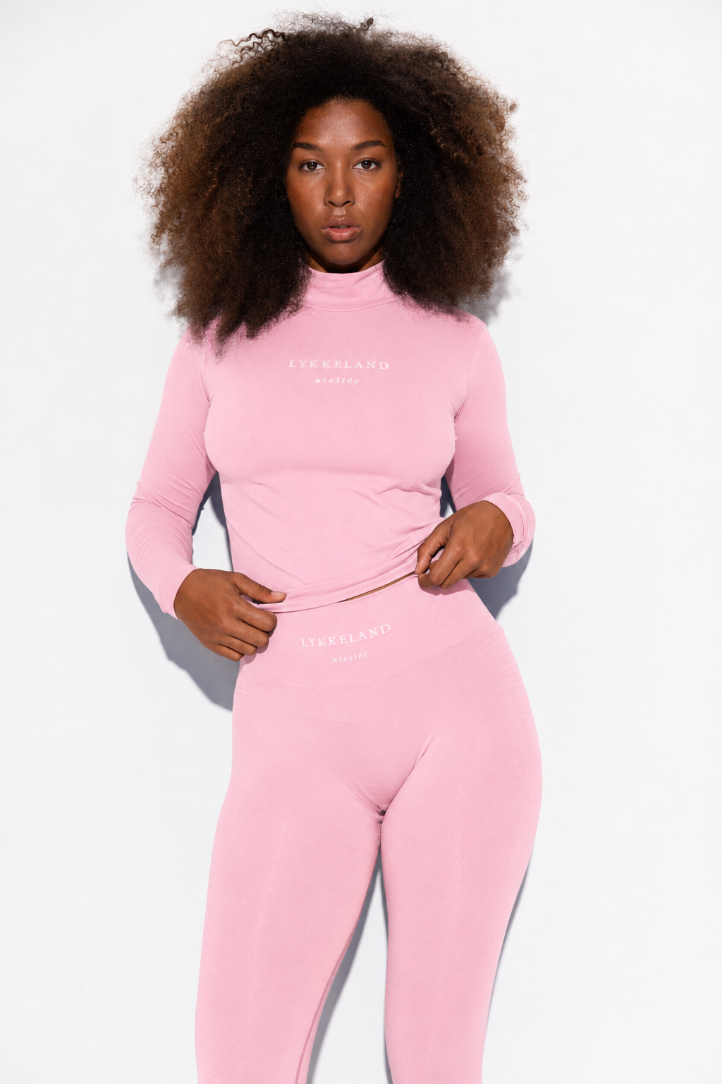Faye High Neck w/Logo Functional Comfort-Cream Pink